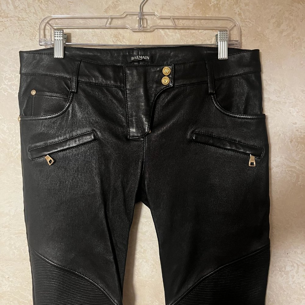 Balmain leather biker pants